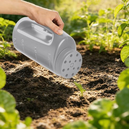 ZXJ Handheld Seed Shaker – Hand Spreader - 90oz Capacity Multi-Purpose Spreader for Fertilizer, Grass Seed, Ice Melt & Lawn Care - Grey - color: Gray
