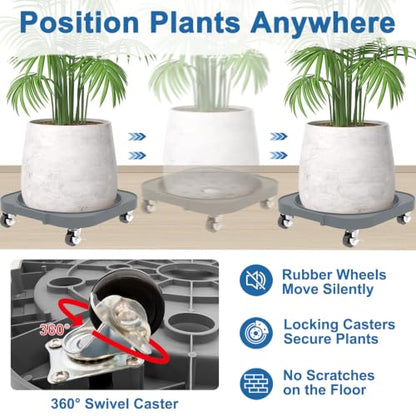 2 Pack 11'' Heavy Duty Rolling Plant Caddy with Wheels, Dark Grey - color: Dark Grey