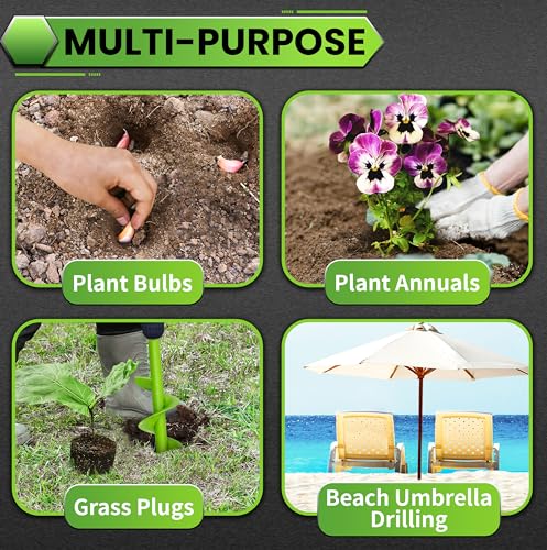 1.6"x16.5"&3.5"x16" Green Garden Auger Drill Bit for Planting - color: Green, size: 1.6"x16.5"+3.5"x16"