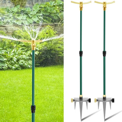Hicarer 2 Pack 3 Arm Garden Sprinkler, 360° Rotating Garden Sprinkler, Capable of Sprinkling High Rise Lawns, Large Area Lawn and Garden Irrigation System for Small Lawn Garden Yard