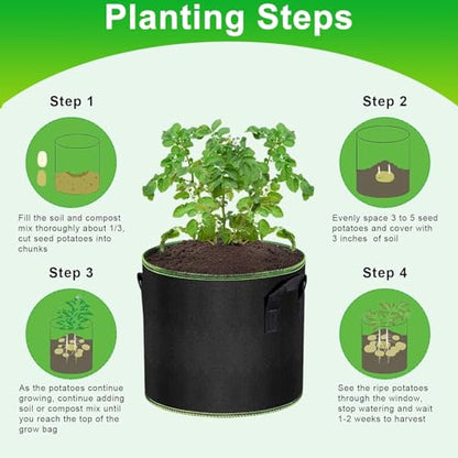 MEKOLIFE 3-Pack 5 Gallon Grow Bags, Nonwoven Planting Bags with Handles - size: 3Pack(5 Gallon)
