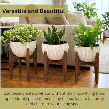LaLaGreen Hanging Pots for Indoor (11in, 4 Pack) Self-Watering Plant Holder - color: White X 4 Pack