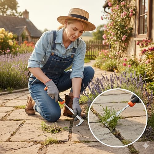 Weed Puller Tool, Portable Rubber-Handled Garden Tools, Four-Tined Weeding Tool, Uprooting Weeding Tools, Crevice Weeder, Yard Weed Tools and Weed Removal Tool (style3) - style: style3