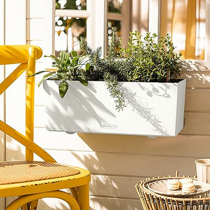 Lechuza BALCONERA Color 50 White, Self-Watering Window Box (Railing Planter), H7.5 L19.7 W7.5 in - color: White Matte, size: 50 cm, style: 50