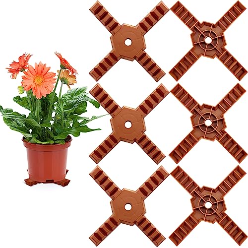 Panelee 6 Pcs Plant Pot Stand Riser 12 inch Plastic Under Plant Stand Adjustable Cuttable Prevent Water Damage for Outdoor Indoor Pot Holder Garden Patio(Brown) - color: Brown, size: 12 Inch