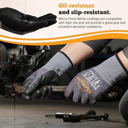TitanFlex Work Gloves, MicroFoam Nitrile Coated, Seamless Knit Nylon - color: 6 Pairs, size: XX-Large
