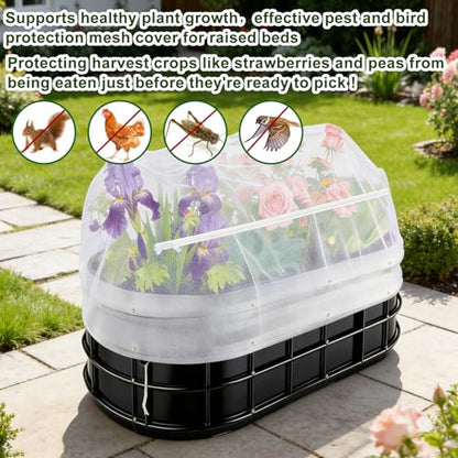 2 Pack Garden Netting for Raised Beds, Fine Mesh Bird Netting Barrier Screen with Zipper Drawstring Garden Bed Plant Cover for Protect Vegetable Fruits Crop from Animals Pest Insect, 2.3×2.3×2Ft - size: 2.3×2.3×2Ft-2 pcs