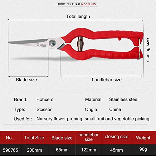 KATUR Garden Rose Pruning Shears Scissors, Professional Hand Pruners Straight Blades Stainless Steel for Flower Arranging, Plant Trimming, Fruit Harvesting (65mm Blade Length) - size: 65mm