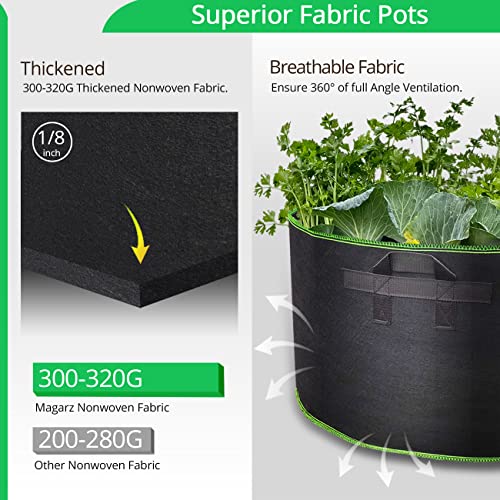 4-Pack 50 Gallon Fabric Flower Pots Garden Felt Grow Bags with Handle (Black) - size: 50-Gallon 4 Pack