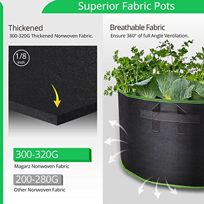 4-Pack 50 Gallon Fabric Flower Pots Garden Felt Grow Bags with Handle (Black) - size: 50-Gallon 4 Pack