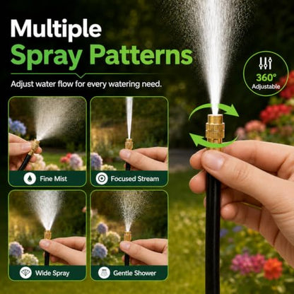 Bonviee 120FT Drip Irrigation System with Adjustable Nozzles - size: 120 feet