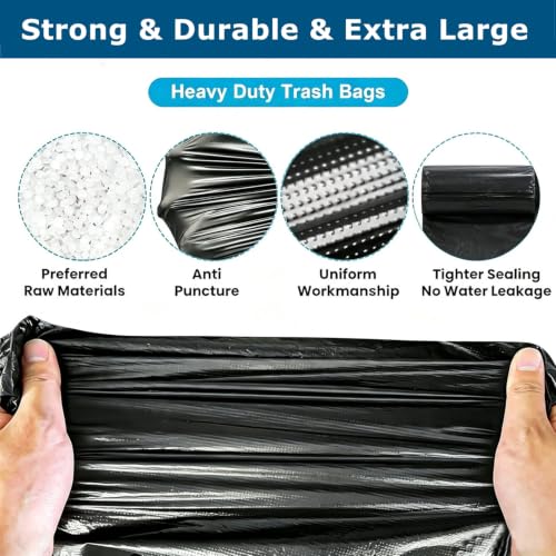 55 Gallon Trash Bags, Heavy Duty Garbage Bags 66 Count 2.0 Mil Extra Thick - size: 1 Count (Pack of 66)