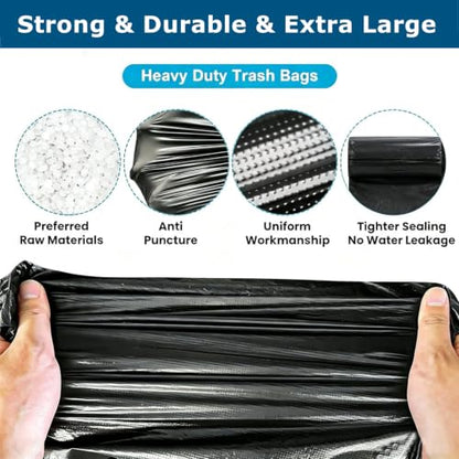 55 Gallon Trash Bags, Heavy Duty Garbage Bags 66 Count 2.0 Mil Extra Thick - size: 1 Count (Pack of 66)