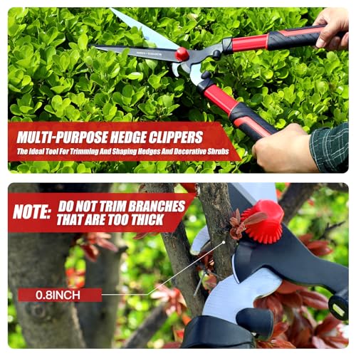 Garden Hedge Shear with Bypass Shear,Garden Hedge Trimmer with Shock Absorbing Cushion,Hedge Clipper for Trimming Border,Bush