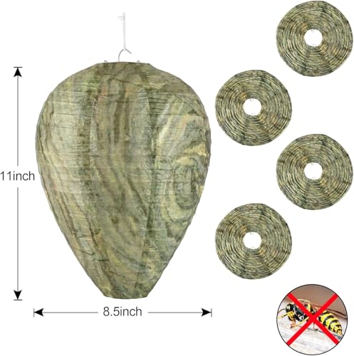 DECYOOL 8 Pack Paper Fake Wasp Nests Decoys for Yellow Jackets - color: Green