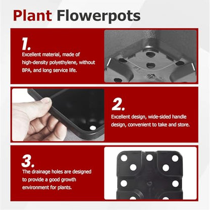 findmall 1 Gallon Square Black Nursery Pots Plant Pots Grow Pots Nursery Container for Planting Soil Plants 10 Pcs - color: Black, size: 1 Gallon