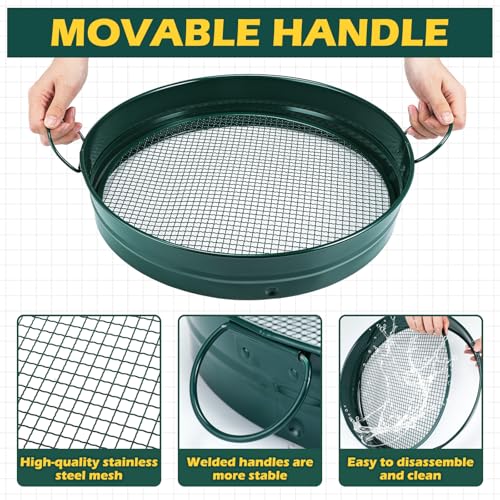 Funnymoom Large Soil Sifter for Gardening with 5 Pcs Compost Screen, Green - color: Green