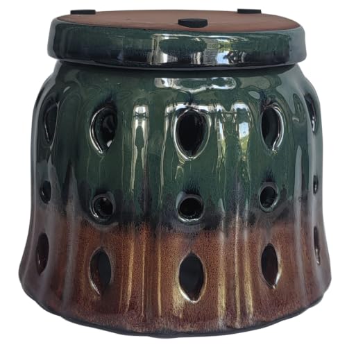 Ceramic Orchid Pot 6'' Orchid Planter (Brown Over Turquoise) - color: Brown Over Turquoise