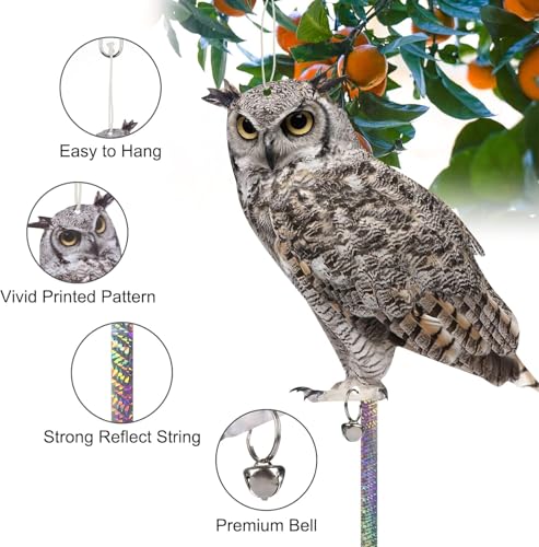 Owl to Scare Animals, 5 Pack Hanging Effective Owl Control Device to Keep Animals Pigeon Woodpecker Away from Outdoor Garden Yard - color: Grey-5