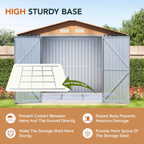 Verdeluxe 10x12x7.4FT Multi-Used Shed & Outdoor Storage Shed with Base - size: 10*12FT (Base Included)