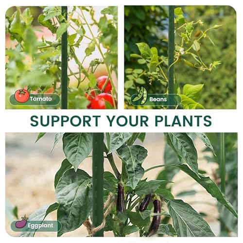 PROWORX 48 Inch 4 Ft Plant Support Garden Stakes for Outdoor Plants, 25 PCS - size: 4 Ft 25 Pack