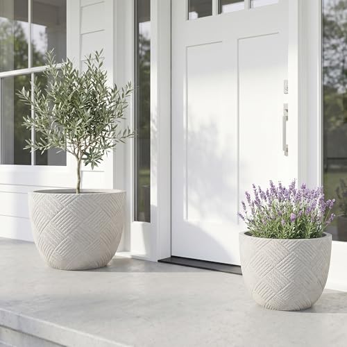 Set of 2 Large Oxide Magnesium Concrete Planters (15" & 18")Garden Decor - color: 15 & 18-inch Cement