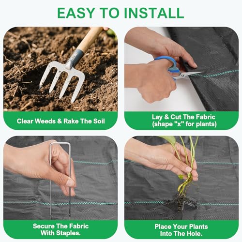 6ftx300ft Weed Barrier Landscape Fabric, 3.2oz Heavy Duty - size: 6ft x 300ft