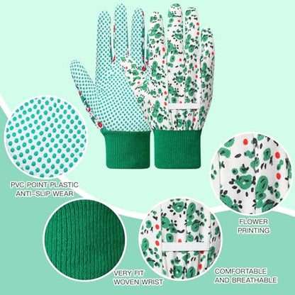 5 Pairs Gardening Gloves for Women 1 Gloves with Claw and 4 Floral Glove with Non-Slip Grip Yard Work Glove Light Working for Weeding Planting