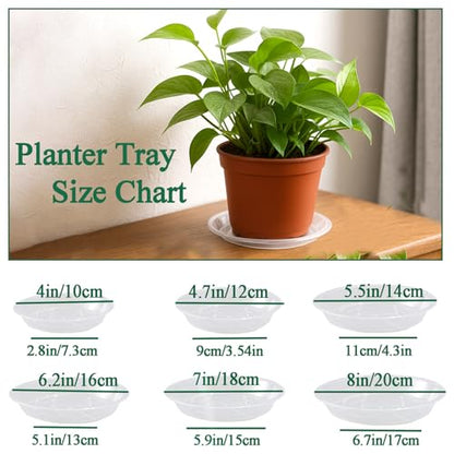 30 Pack Clear Plant Saucer 4/5/6 Inches Plastic Drip Trays to Catch Water - size: 4/5/6 Inch