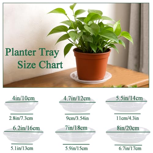 30 Pack Clear Plant Saucer 4/5/6 Inches Plastic Drip Trays to Catch Water - size: 4/5/6 Inch