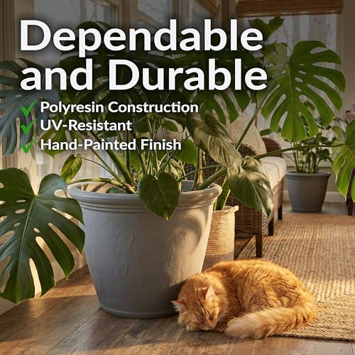 Sunnydaze Anjelica 20'' Large Plastic Planter Pot for Plants, Gray - color: Light Gray, size: 20 in
