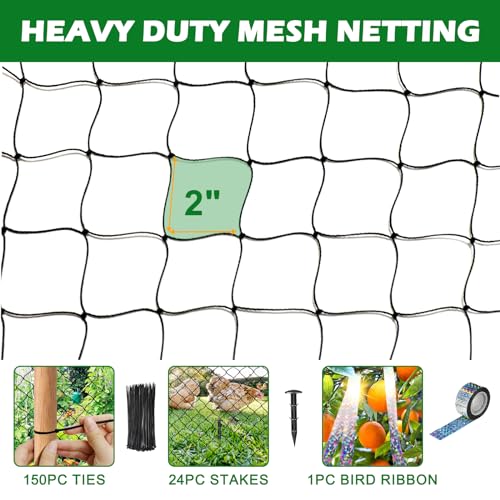 BSTPCOO Chicken Netting Roof Hawk 100x100ft, Heavy Duty 2" Mesh Bird Net - size: 100'×100'-2''