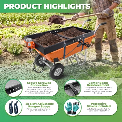 Soil Sifter with 110V 30W Vibration Motor, Metal Rock Sifter for Gardening
