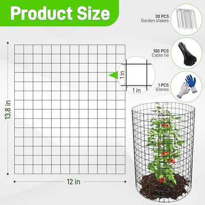 8 Pack 13.8x12 inch Plant Protector, Wire Garden Cages with Stakes & Ties - size: 24PCS-13.8"x 12"