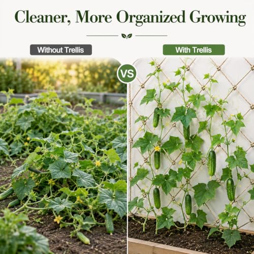 Jute Trellis Netting for Climbing Plants Heavy Duty Jute Plant Support Net for Garden Natural Jute Hemp Rope Net with 5.9 inch Mesh for Climbing Vining Plants, Cucumber, Tomatoes (6.5 * 10 FT) - size: 6.5*10 FT