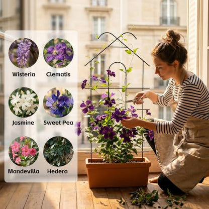 ARIFARO 4 Pack 32" Metal Garden Trellis for Climbing Plants Outdoor - size: 32 inch