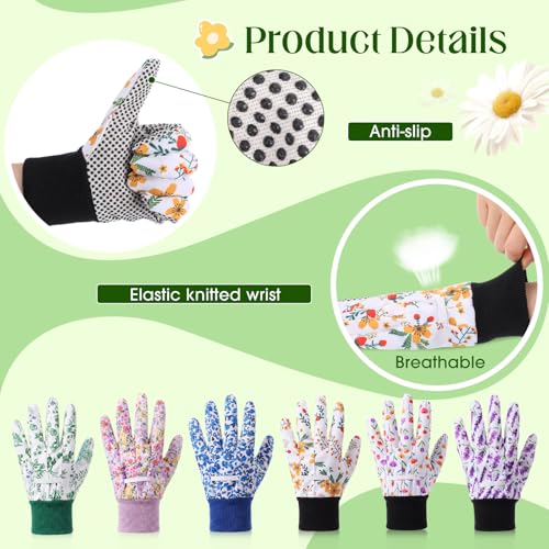 Cutecrop 9.5" Gardening Glove for Women, Floral PVC Grip - style: Pastel