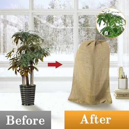 2 Pcs Burlap Winter Plant Cover Bags,40"x 24" Frost Cloth Freeze Protection - color: 24x40in-2pcs