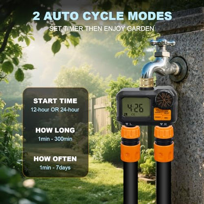 ANDOLL HOME Water Timer for Garden Hose - 2 Zone Timed Sprinkler with Rain Delay/Manual Watering/Automatic Irrigation Programmable Faucet Timer for Yard Lawn (1, Grey) (1, Black-Yellow) - color: Black-yellow