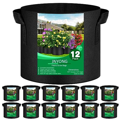 JNYONG NYONG 12-Pack 20 Gallon Thickened Non-Woven Grow Bags - size: 20 Gallons