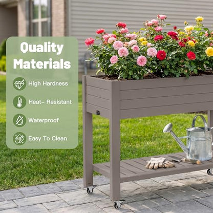 Fancyango Raised Garden Bed with Wheels 33.7" Hx2 -Gray - color: Gray, size: 33.7"Hx2