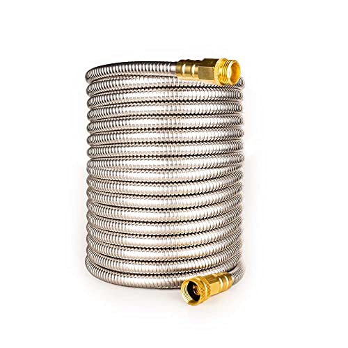 25FT Stainless Steel Garden Hose, 3/4 GHT Male to Female - size: 25FT