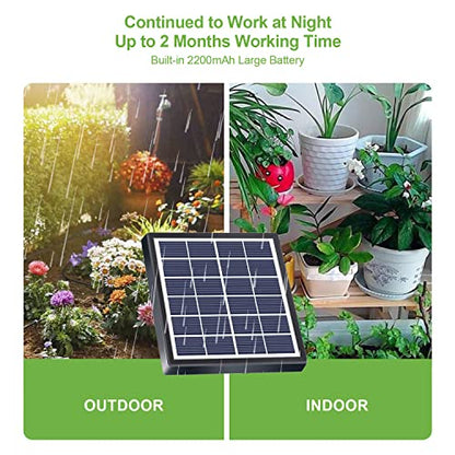Lewisia 2W Solar Automatic Drip Irrigation Kit with Timer Auto Watering System Solar Powered Auto-Irrigation Set for Garden Beds Patio Lawn Plants Greenhouse Flower 50FT for 15 Plants