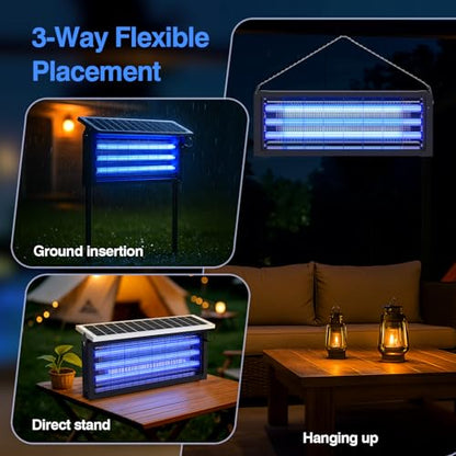 Solar Bug Zapper Outdoor, 30W Large Mosquito Zapper Outdoor - size: 25.6 inches for 4000 sq.ft