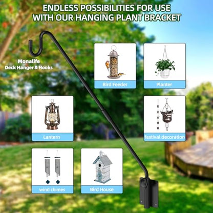 Deck Hook Wall Mount, Heavy Duty Metal Plant Hanger 360° Rotating - size: Wall Mounted