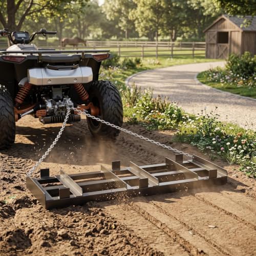 8FT Tow-Behind Drag Harrow Driveway Grader for ATV UTV Tractor - size: 96*20inch