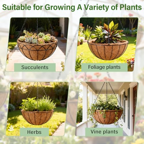 Halatool 6 Pack 14 Inch Coconut Liners for Hanging Baskets Replacement - size: 14inch