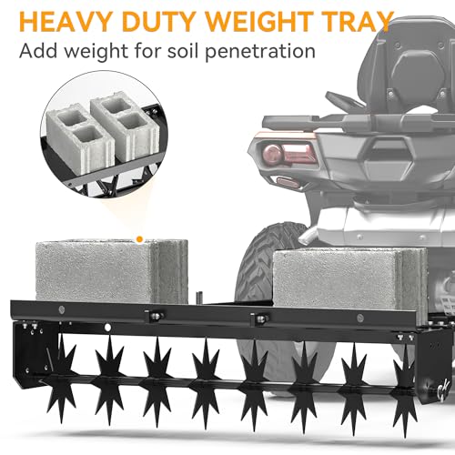 YINTATECH 48" Lawn Aerator Tow Behind with Universal Hitch for spike Aerator, Black