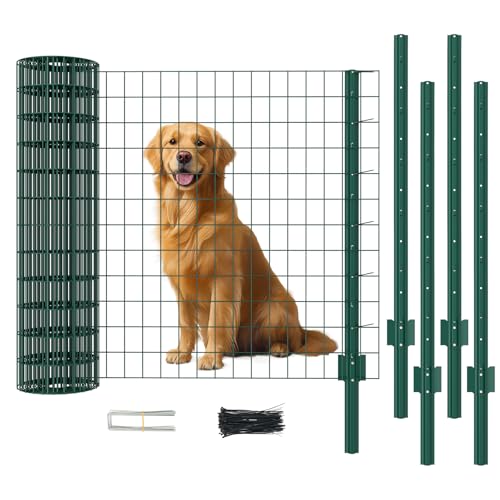 DoCred Welded Wire Fence 35.4inx 50ft, PVC Anti-Rust Coated Metal Wire Mesh - color: Green, size: 35.4Inch x 50FT