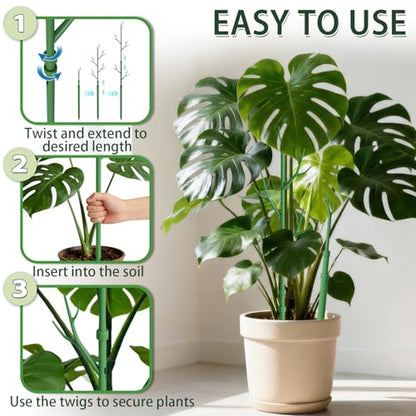 Telescoping Monstera Support Stakes, Detachable Plant Sticks 4 Pack - size: 4PACK-43.3in